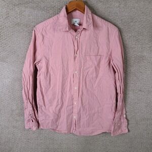H&M Shirt Mens Small Pink Linen Blend Regular Fit Long Sleeve Button Down